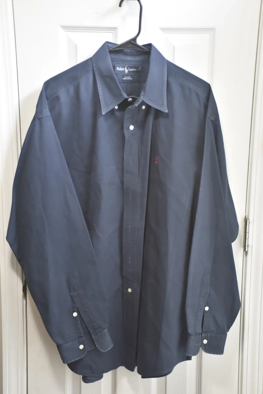 VTG Ralph Lauren Button Down Long Sleeve Shirt Navy Cotton Blaire XL LSC 107